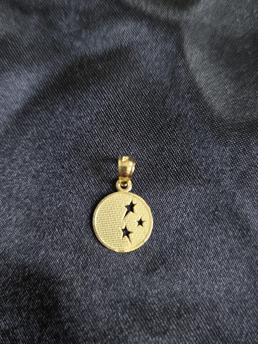 10K Gold Moon and Cutout Stars Pendant Charm - Picture 2 of 3